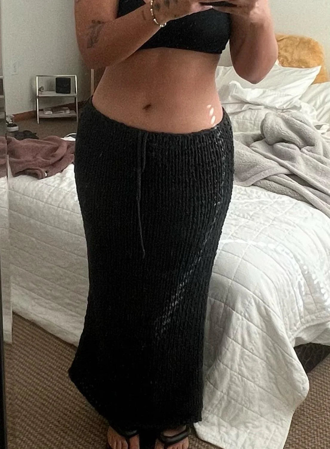 Black Knit Maxi Skirt