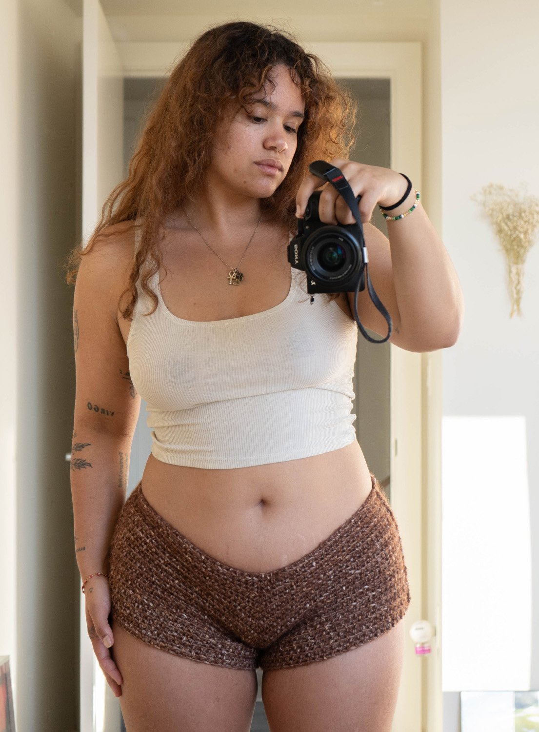 Brown Mohair Daisy Dukes