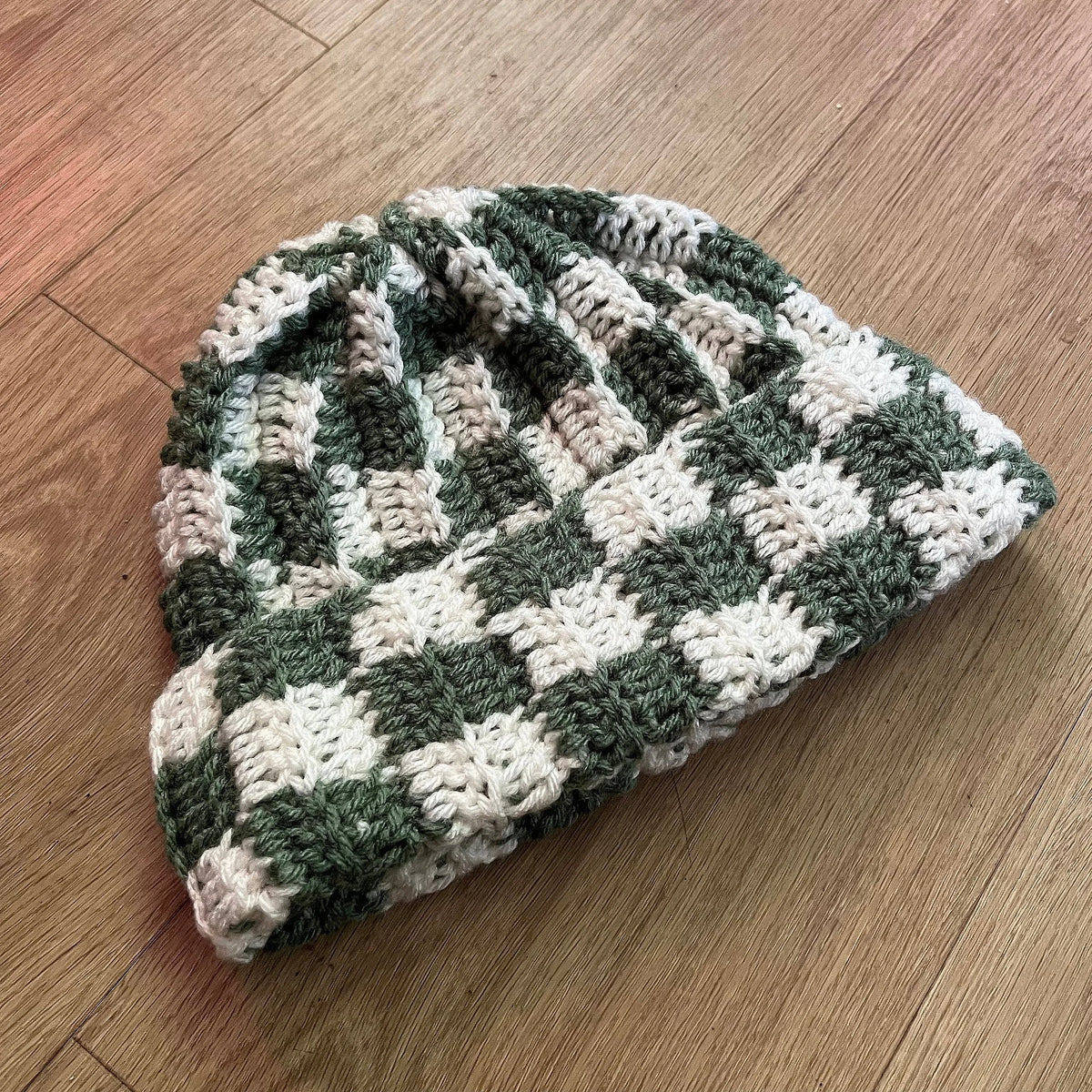 Green Checker Beanie