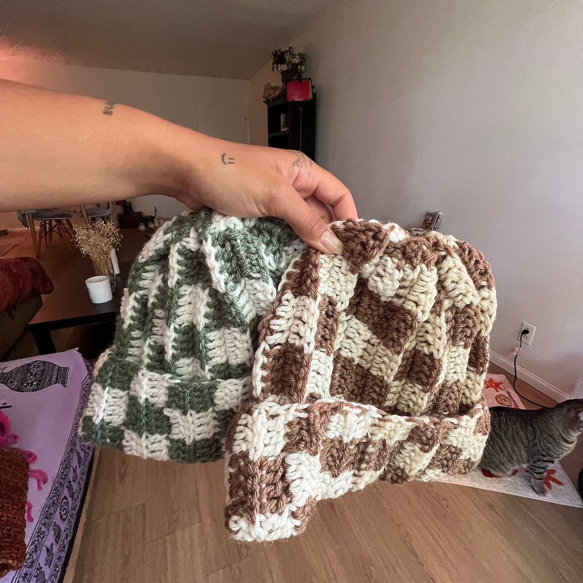 Wood Checker Beanie